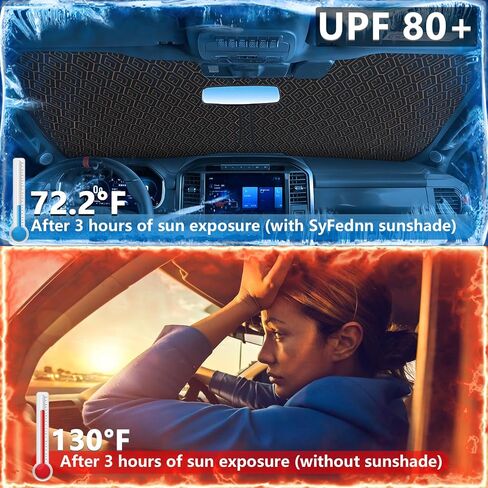 Upgraded Car Sun Shade, 240T Windshield Sunshade, Foldable Shade for Front Window & Interior Protection, Blocks UV Rays, Keeps Vehicle Cool, Fits Cars, SUV, Truck, Storage Bag, Medium (55.1 x 30.3 in) in Saudi Arabia