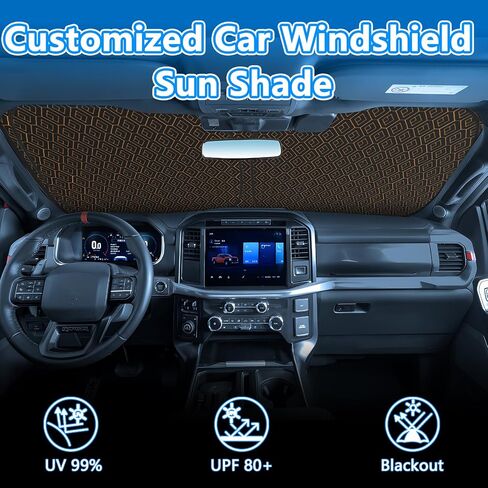 Upgraded Car Sun Shade, 240T Windshield Sunshade, Foldable Shade for Front Window & Interior Protection, Blocks UV Rays, Keeps Vehicle Cool, Fits Cars, SUV, Truck, Storage Bag, Medium (55.1 x 30.3 in) in Saudi Arabia