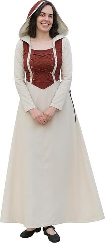 Lord of Battles Renaissance Women’s Dress - 100 ٪ Pure Cotton Fantasy Vishasy Forgal for Cosplay ، Ren Fair ، Larp in Kuwait