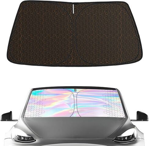 Upgraded Car Sun Shade, 240T Windshield Sunshade, Foldable Shade for Front Window & Interior Protection, Blocks UV Rays, Keeps Vehicle Cool, Fits Cars, SUV, Truck, Storage Bag, Medium (55.1 x 30.3 in) in Kuwait