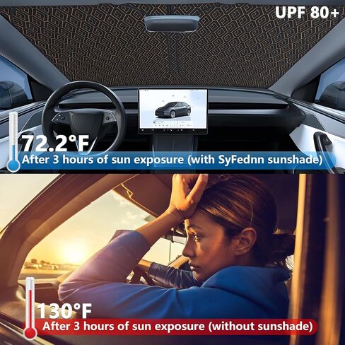 Upgraded Car Sun Shade, 240T Windshield Sunshade, Foldable Shade for Front Window & Interior Protection, Blocks UV Rays, Keeps Vehicle Cool, Fits Cars, SUV, Truck, Storage Bag, Medium (55.1 x 30.3 in) in Kuwait