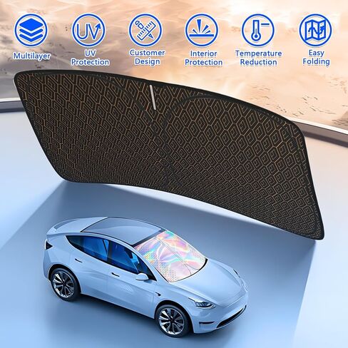 Upgraded Car Sun Shade, 240T Windshield Sunshade, Foldable Shade for Front Window & Interior Protection, Blocks UV Rays, Keeps Vehicle Cool, Fits Cars, SUV, Truck, Storage Bag, Medium (55.1 x 30.3 in) in Kuwait