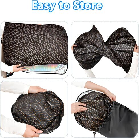 Upgraded Car Sun Shade, 240T Windshield Sunshade, Foldable Shade for Front Window & Interior Protection, Blocks UV Rays, Keeps Vehicle Cool, Fits Cars, SUV, Truck, Storage Bag, Medium (55.1 x 30.3 in) in Kuwait