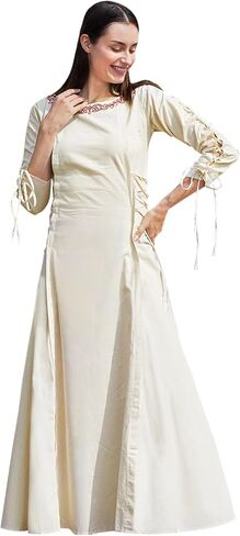 Lord of Battles Renaissance Women’s Dress - 100 ٪ Pure Cotton Fantasy Vishasy Forgal for Cosplay ، Ren Fair ، Larp in Kuwait