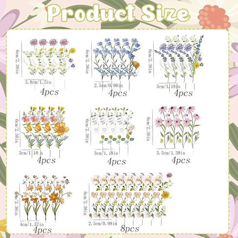36PCS Wildflower Cupcake Toppers, Flower Cake Topper Baby In Bloom Baby Shower Decorations for Girl Floral Butterfly Birthday Wedding Garden Spring Tea Party in Kuwait