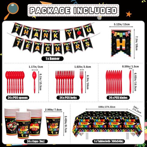 185Pcs Teacher Appreciation Party Supplies Teacher Appreciation Decorations Teacher Appreciation Banner Thank You Teachers Tableware in Kuwait