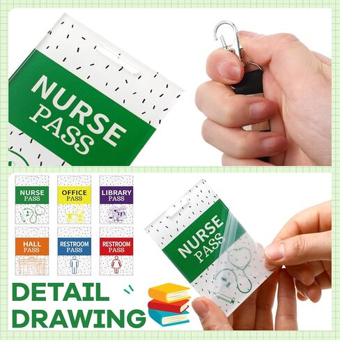 6 Sets Acrylic Hall Pass Lanyards and School Passes Set Unbreakable Lovely and Cute Classroom Passes for Restroom Library Boy Girl and Nurse Teachers Classroom School Supplies in Saudi Arabia