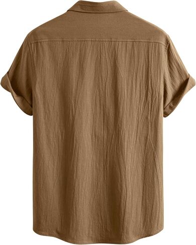 Sir7 Mens Summer Summer Summer Sleeve Cotton City Cityrts Disual Button Button Down Down Beach Vacation Tops Tops in Kuwait