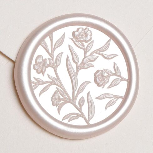 UNIQOOO Wax Seal Stickers - 3D Flower Oval Shape Wedding Invitation Envelope Seal Stickers, 50 Pcs Self- Adhesive Prosecco Metallic Light Gold Sticker, Perfect for Invitation, Christmas, Gift in Kuwait