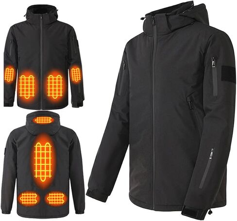 Heated Jacket for Men Waterproof Windbreaker Unisex Hooded Thermal Coat USB Electric Heating Cycling Suit in Kuwait