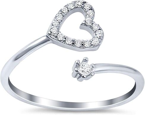 Blue Apple Co. Solitaire الزفاف خاتم الخطوبة Marquise شكل الزركونيا المكعب 925 الفضة الجنيه الاسترليني in Kuwait