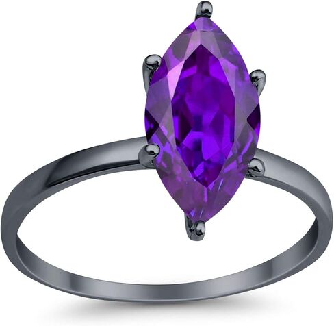 Blue Apple Co. Solitaire الزفاف خاتم الخطوبة Marquise شكل الزركونيا المكعب 925 الفضة الجنيه الاسترليني in Saudi Arabia