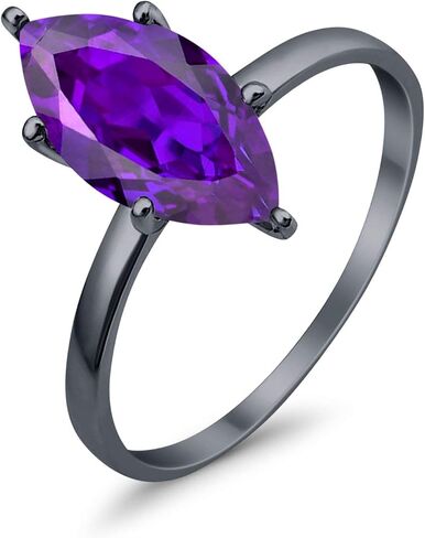 Blue Apple Co. Solitaire الزفاف خاتم الخطوبة Marquise شكل الزركونيا المكعب 925 الفضة الجنيه الاسترليني in Saudi Arabia
