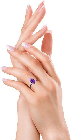 Blue Apple Co. Solitaire الزفاف خاتم الخطوبة Marquise شكل الزركونيا المكعب 925 الفضة الجنيه الاسترليني in Saudi Arabia