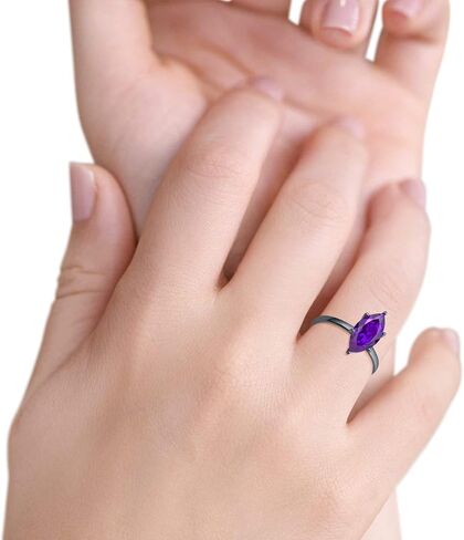 Blue Apple Co. Solitaire الزفاف خاتم الخطوبة Marquise شكل الزركونيا المكعب 925 الفضة الجنيه الاسترليني in Saudi Arabia