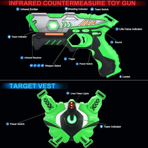 TINOTEEN Laser Tag Guns Set with Vests Infrared Guns, Set of 2 Players in Saudi Arabia