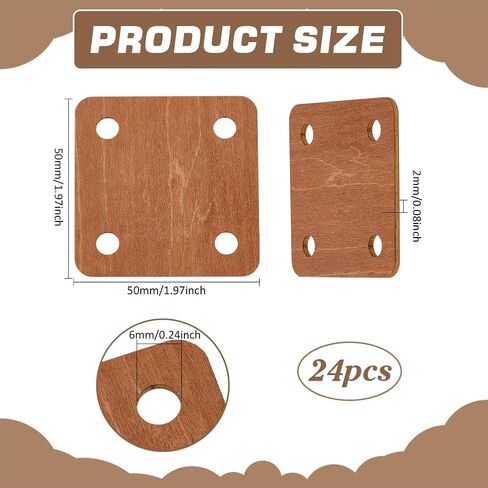BENECREAT 24 Pcs Square Weaving Card, 1.85x1.85 Inch 5 Holes Loom Cards Handmade Weaving Tools for Loom Weaving Supplies Tablet Weaving Loom Weaving Supplies, Hole: 6mm in Kuwait