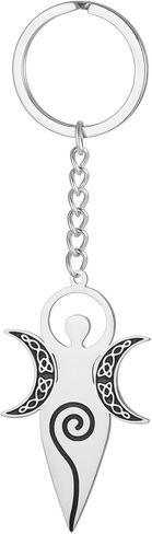 Eueavan Celtic Goddess of Fertility Keychain Spiral Triple Moon Goddess Keyring Pagan Wiccan Magic Amblet Home Gift in Kuwait