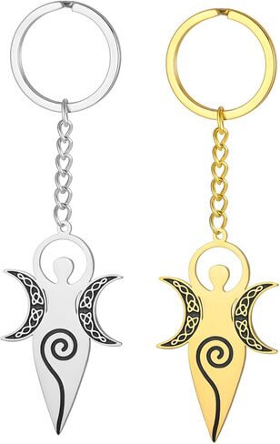 Eueavan Celtic Goddess of Fertility Keychain Spiral Triple Moon Goddess Keyring Pagan Wiccan Magic Amblet Home Gift in Kuwait