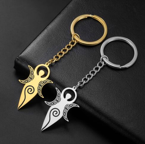 Eueavan Celtic Goddess of Fertility Keychain Spiral Triple Moon Goddess Keyring Pagan Wiccan Magic Amblet Home Gift in Kuwait