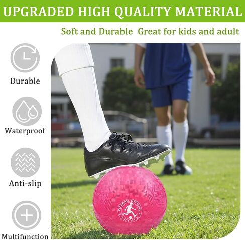 10 Inch Dodgeball Balls Playground Ball Kickball, Dodge Balls for Kids, Kickballs Handball for Indoor Outdoor Games Four Square Balls, Includes Pump in Kuwait