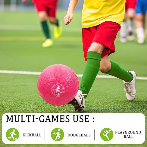 10 Inch Dodgeball Balls Playground Ball Kickball, Dodge Balls for Kids, Kickballs Handball for Indoor Outdoor Games Four Square Balls, Includes Pump in Kuwait