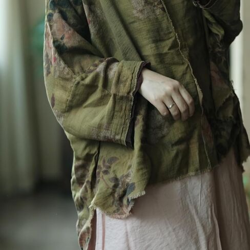NFYM Women Hippie Clothes Hend Round Neck Flower Pullover Tops Tops Obintage Blouse in Kuwait