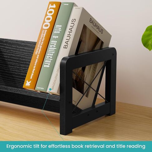 ELITEROO Desktop Bookshelf Organizer, Wood Slanted Desk Bookshelf, Small Tabletop Book Rack, Portable Mini Bookcase for Book Display, Cookbooks, Kids Reading, Office & Home Storage, Rustic Brown in Kuwait