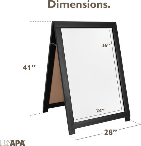 Ilyapa 2 in 1 A Frame Sign Holder and Chalkboard Easel - Dual Sided Magnetic Chalk Sandwich Board & Poster Stand - Sidewalk Advertising Signs Display for Businesses and Vendors Outdoor - 28x41 - Black in Kuwait