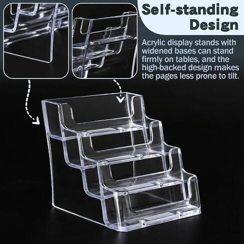 Acrylic Business Card Holder for Desk,4-Tier Clear Plastic Display Stand with 8 Pockets, Holds 400 Cards, Ideal for Office & Workspace Organization in Saudi Arabia