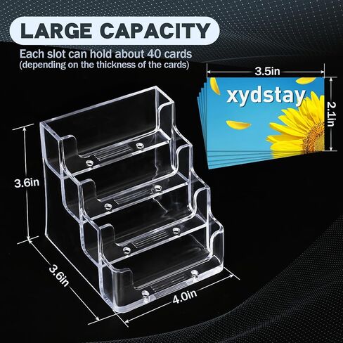 Acrylic Business Card Holder for Desk,4-Tier Clear Plastic Display Stand with 8 Pockets, Holds 400 Cards, Ideal for Office & Workspace Organization in Saudi Arabia