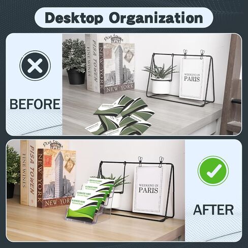 Acrylic Business Card Holder for Desk,4-Tier Clear Plastic Display Stand with 8 Pockets, Holds 400 Cards, Ideal for Office & Workspace Organization in Saudi Arabia