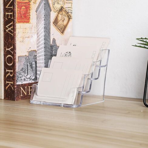 Acrylic Business Card Holder for Desk,4-Tier Clear Plastic Display Stand with 8 Pockets, Holds 400 Cards, Ideal for Office & Workspace Organization in Saudi Arabia