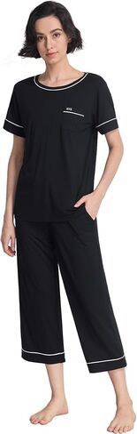 Gys Women Pajama يضع الخيزران Viscose أعلى الأكمام و Capri Pants 2 قطعة نوم in Saudi Arabia