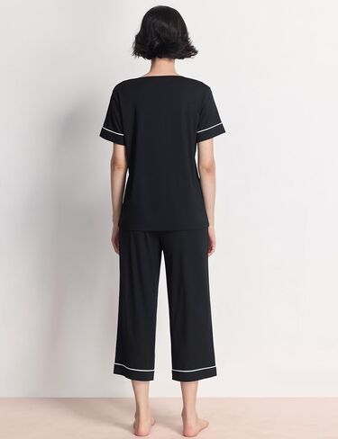 Gys Women Pajama يضع الخيزران Viscose أعلى الأكمام و Capri Pants 2 قطعة نوم in Saudi Arabia