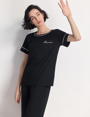 Gys Women Pajama يضع الخيزران Viscose أعلى الأكمام و Capri Pants 2 قطعة نوم in Saudi Arabia