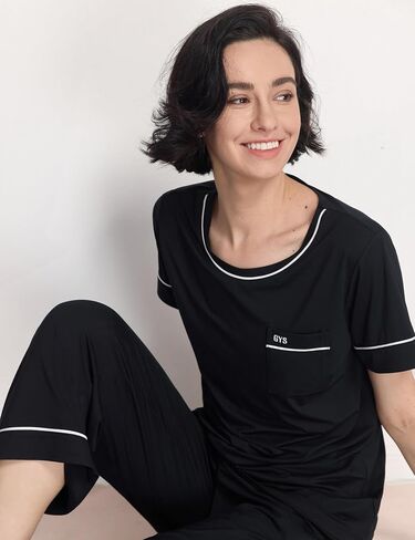 Gys Women Pajama يضع الخيزران Viscose أعلى الأكمام و Capri Pants 2 قطعة نوم in Saudi Arabia