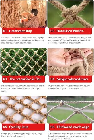 Natural Jute Hemp Rope Net for Child,Kindergarten Wall Decoration,Kids Playground Play Home Bedroom Photo Wall Decor Accessories,Reusable Novelty Wall Hanging P(Size:0.5Mx1M（1.64FTx3.28FT）,Color:Jute) in Saudi Arabia
