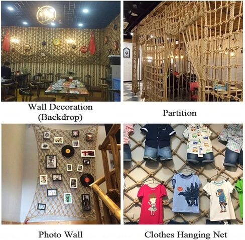 Natural Jute Hemp Rope Net for Child,Kindergarten Wall Decoration,Kids Playground Play Home Bedroom Photo Wall Decor Accessories,Reusable Novelty Wall Hanging P(Size:0.5Mx1M（1.64FTx3.28FT）,Color:Jute) in Saudi Arabia