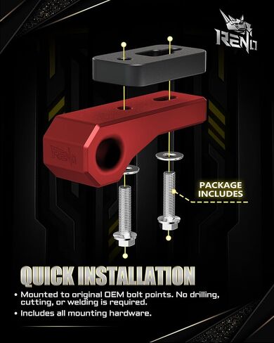 RENO Bronco Rear Tow Hooks, Tow Point Hooks Fits Soft Shackles Towing Recovery Compatible with 2021-2024 Bronco, Replace OEM M-18954-BTHR (Aluminum, Red, Set of 2) in Kuwait