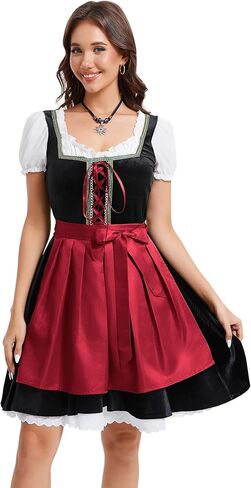 Yesfashion Womens German Dirndl Dress 2 Pieces Costumes for Traditional Beer Bavarian Oktoberfest Carnival Halloween in Saudi Arabia