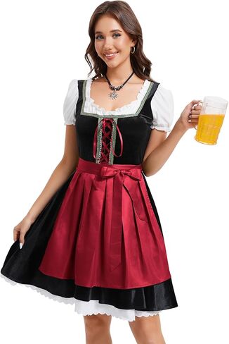 Yesfashion Womens German Dirndl Dress 2 Pieces Costumes for Traditional Beer Bavarian Oktoberfest Carnival Halloween in Saudi Arabia