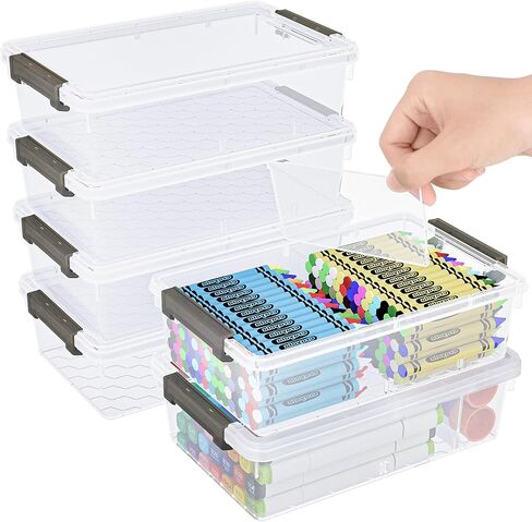12 Pack Extra Large Pencil Box with Removable Dividers, Thickened Plastic Pencil Case Bulk, Clear Crayon Storage Box Stackable Marker Organizer Containers for Pen, Craft, Art (12 Pack) in Saudi Arabia