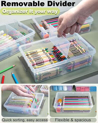 12 Pack Extra Large Pencil Box with Removable Dividers, Thickened Plastic Pencil Case Bulk, Clear Crayon Storage Box Stackable Marker Organizer Containers for Pen, Craft, Art (12 Pack) in Saudi Arabia