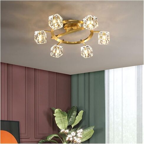 الثريات LED ، Copper S Lead غرفة المعيشة الإضاءة المنزلية V-intage مصباح بلوري متوافق مع مصابيح سقف غرفة المطبخ ، الثريات للمطبخ in Saudi Arabia