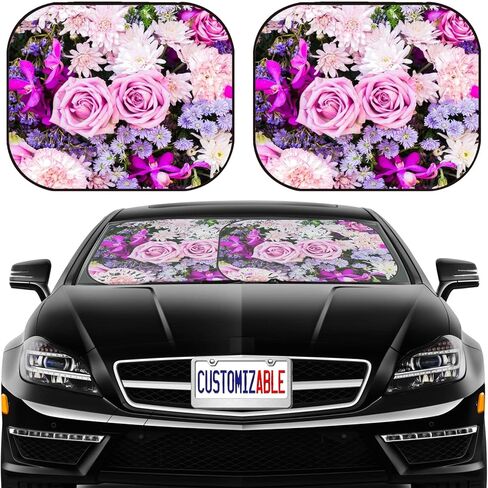 MSD Car Sun Shown Windshield Sunshade Universal Fit 2 Pack ، Block Sun Glare ، UV and Heat ، حماية السيارة الداخلية ، معرف الصورة: 37687449 خلفيات زهرة طبيعية ملونة in Saudi Arabia
