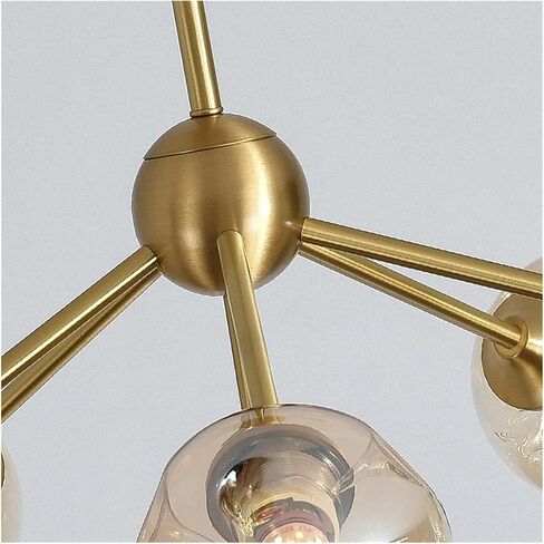 الثريات 3-Light Flush Mount Ceil Light Mid Century Sputnik Chandelier Brass Brass Fiptures with Glass Shade Light Light Light for Bedroom Room Farmhouse Hift in Saudi Arabia