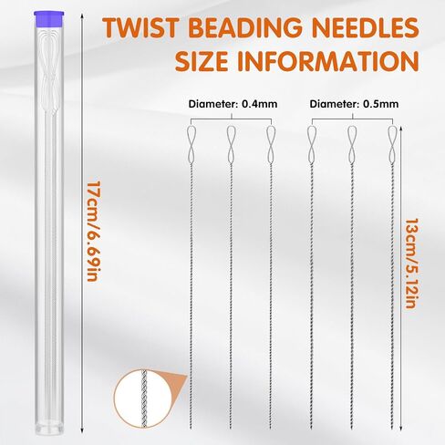 UOOU Beading Needles, 6 Pcs Twist Seed Bead Needles, Fine 0.024, Diameter 5.1 inches Length Twisted Wire Collapsible Eye Beading Needle for Jewelry Making in Kuwait