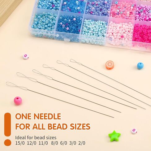 UOOU Beading Needles, 6 Pcs Twist Seed Bead Needles, Fine 0.024, Diameter 5.1 inches Length Twisted Wire Collapsible Eye Beading Needle for Jewelry Making in Kuwait