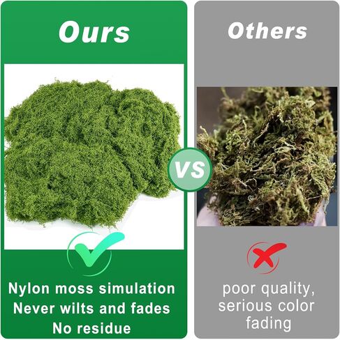 Draupnir Fake Green Moss for Potted Plants, 10.6OZ Moss Decor Artificial Faux Moss for Crafts Preserved Moss for DIY Decorative Moss Table Centerpieces Decor Fairy Garden Floral Wedding (300g) in Kuwait